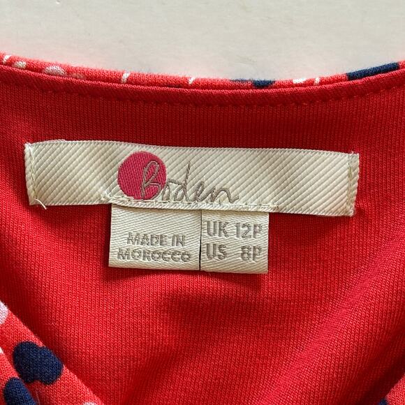 Boden Willa Dress Womens Size 8P Rosehip Apple Print V-Neck Casual Midi Sundress - Picture 7 of 11